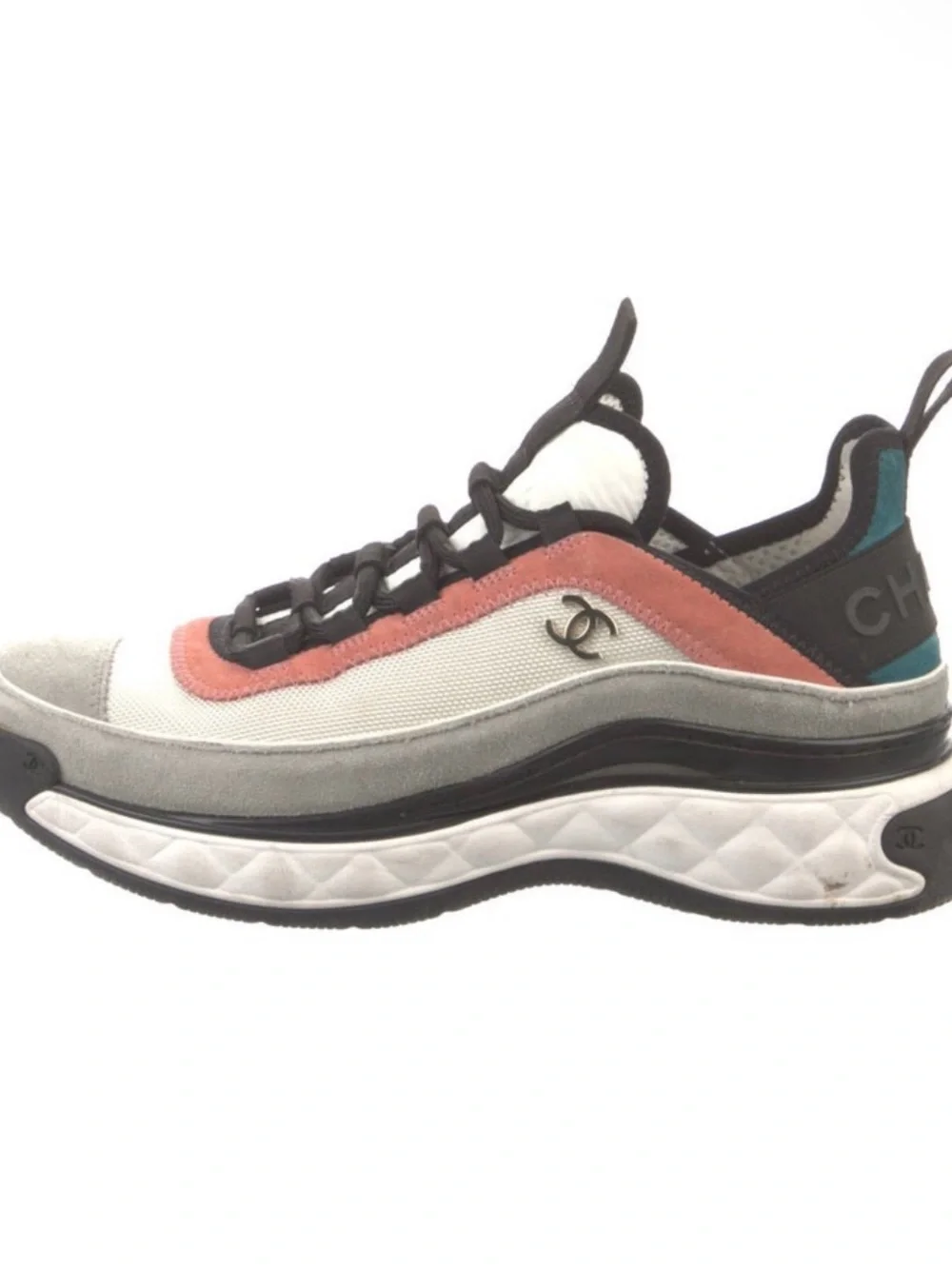 CHANEL Men's Sneakers in Pink, Gray & Black